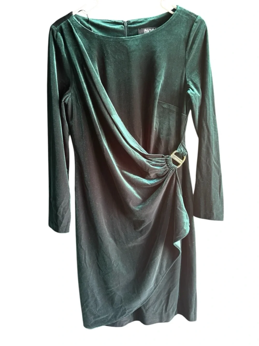 DKNY women's green velvet wrap midi dress Size 8 - Picture 5 of 12